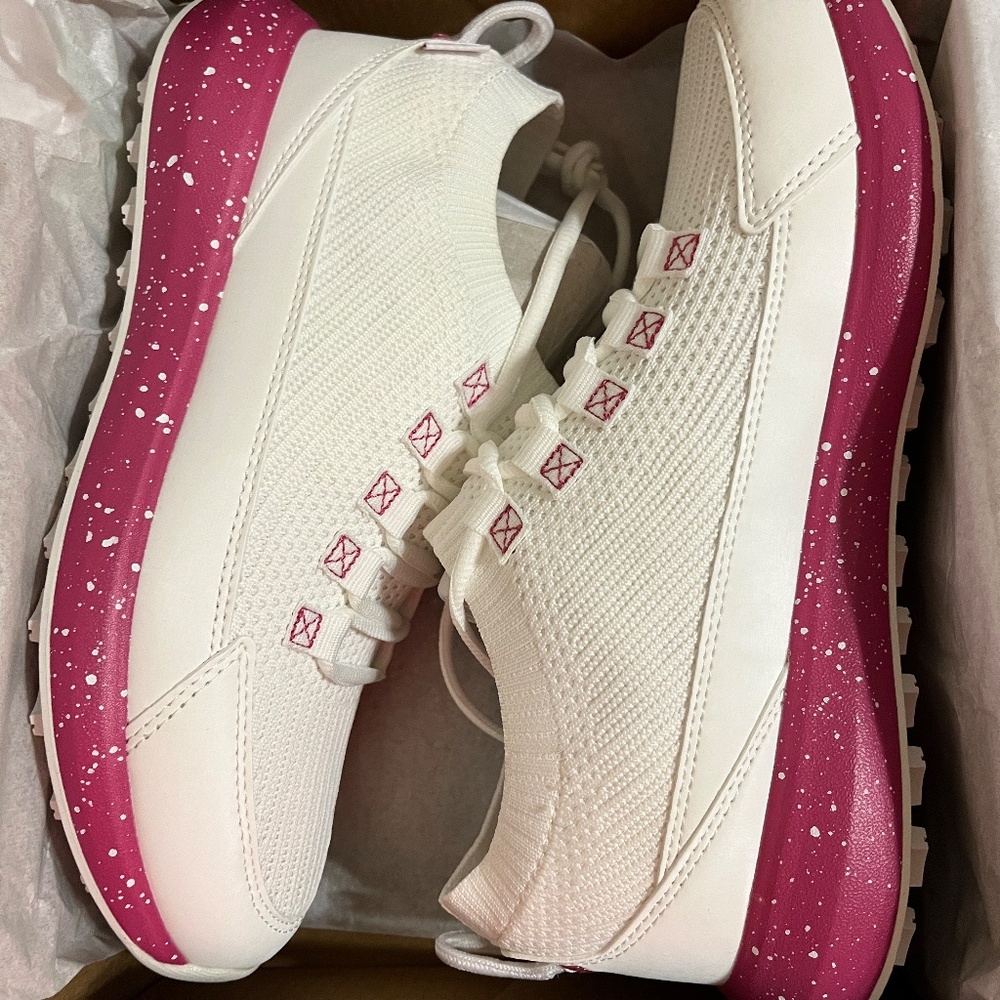 NWT Women's Golf Shoes, Size 8, Stroll Sport Knit, White & Pink, New in Box